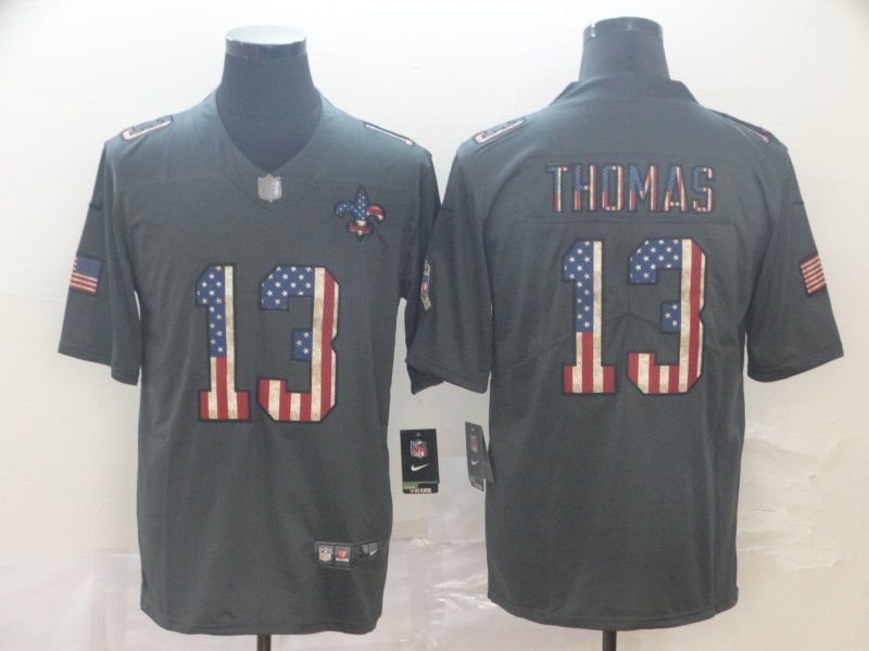 Men New Orleans Saints #13 Thomas Carbon Black Retro USA flag Nike NFL Jerseys